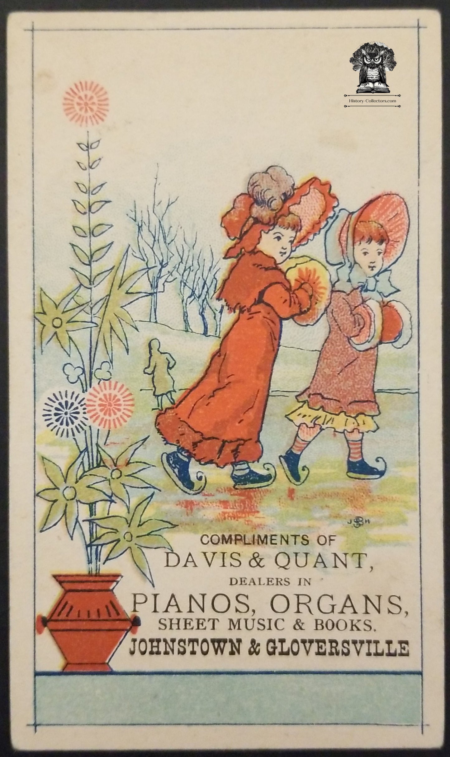 1800s Davis & Quant Trade Card Kranich & Bach Pianos - Johnstown Gloversville NY