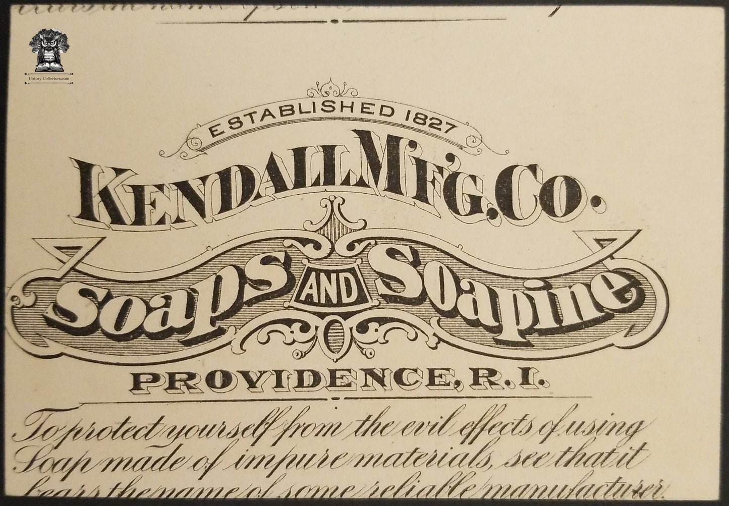 1800s Kendall MFG Trade Card Providence RI - Charlotte Perkins Gilman Illustration Lady Liberty USA Melting Pot
