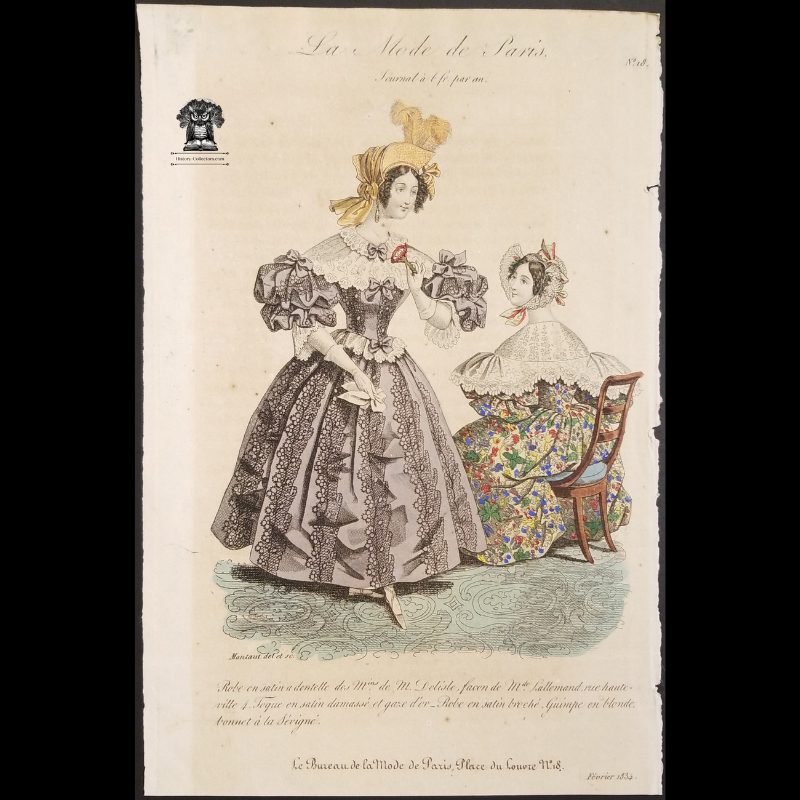 1834 Fashions Of Paris Plate Print - Family Journal Fashion Publication Advertisement - Montaut Illustration - Lehermant Master Tailor