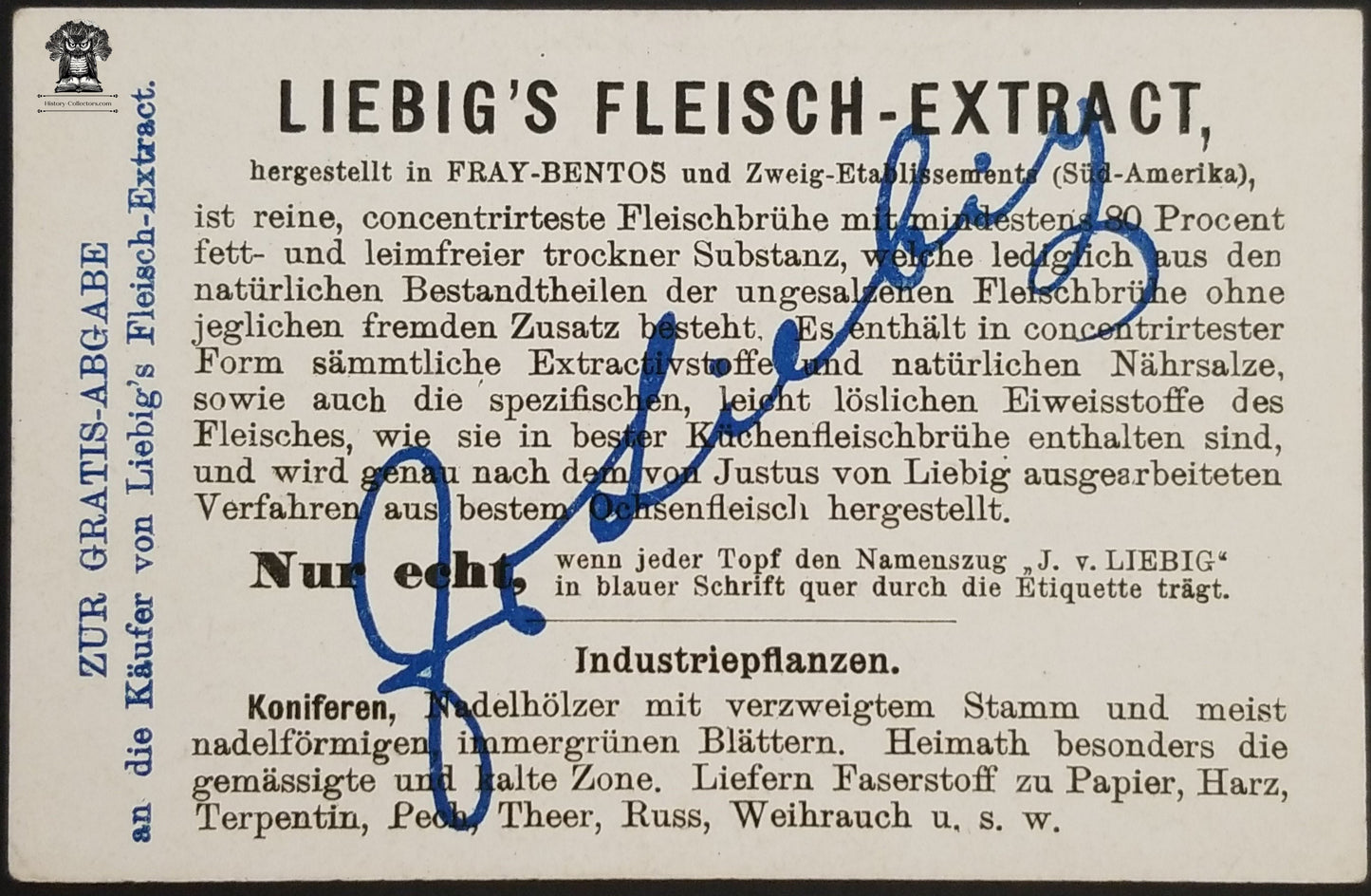 1880's German Liebig's Extract Advertising Trade Card - Spruce Resin Extraction