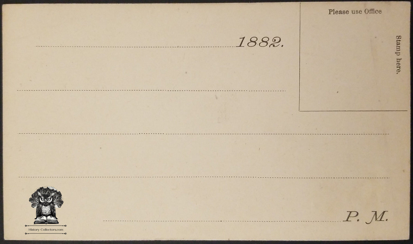 1882 Charles W Story Business Postcard - 26 Central St Boston MA - One Cent Liberty Postal Card - Scott UX7