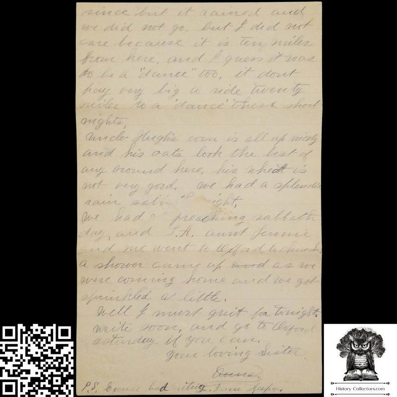 1885 Brother Sister Personal Correspondence Letter - James Williams - Fair Haven Preble County Ohio - Morning Sun Postal Cancel May 88 - # 210 1883 2c Washington Red Brown Stamp - A.H. Bartel Richmond Indiana Embossed Stationary