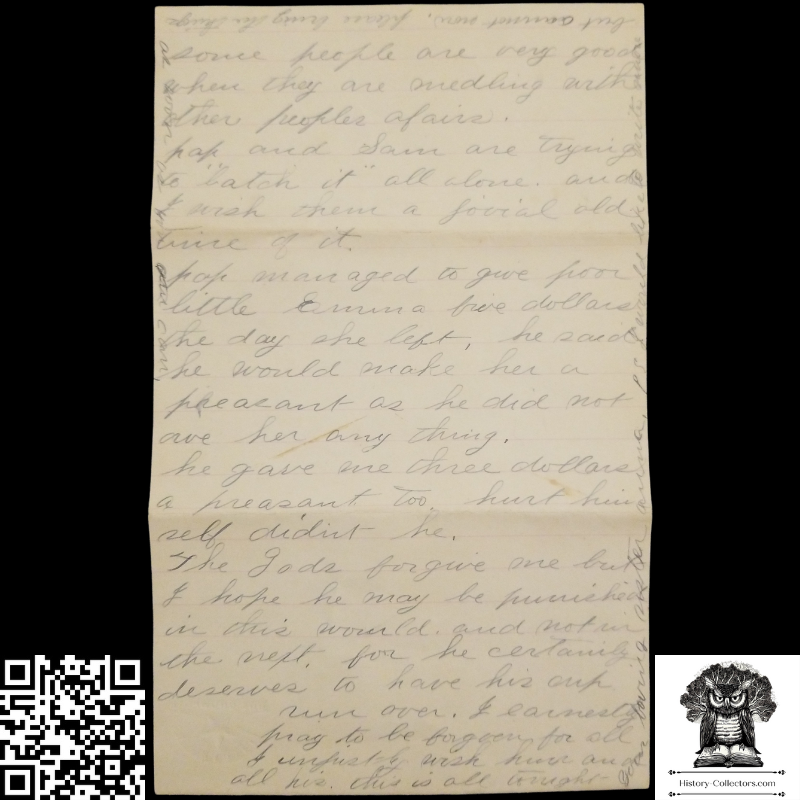 1885 Brother Sister Personal Correspondence Letter - James Williams - Fair Haven Preble County Ohio - Frankfort Postal Cancel November 18 - # 213 1887 2c Washington Green Stamp - A.H. Bartel Richmond Indiana Embossed Stationary