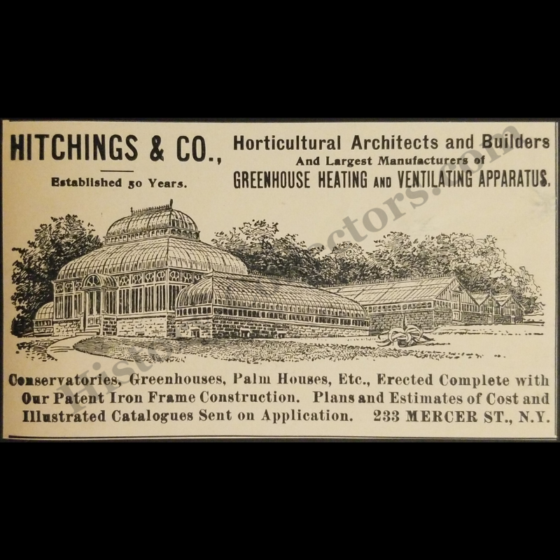 1894 Hitchings & Co. Print Advertisement Clipping - 233 Mercer Street New York - Horticultural Architects - Gilded Age - Ready For Framing