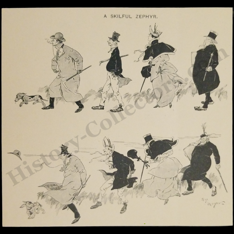 1894 "A Skilful Zephyr" Humorous Satire Illustration Print Clipping - Henry Mayer - Gilded Age - Ready For Framing