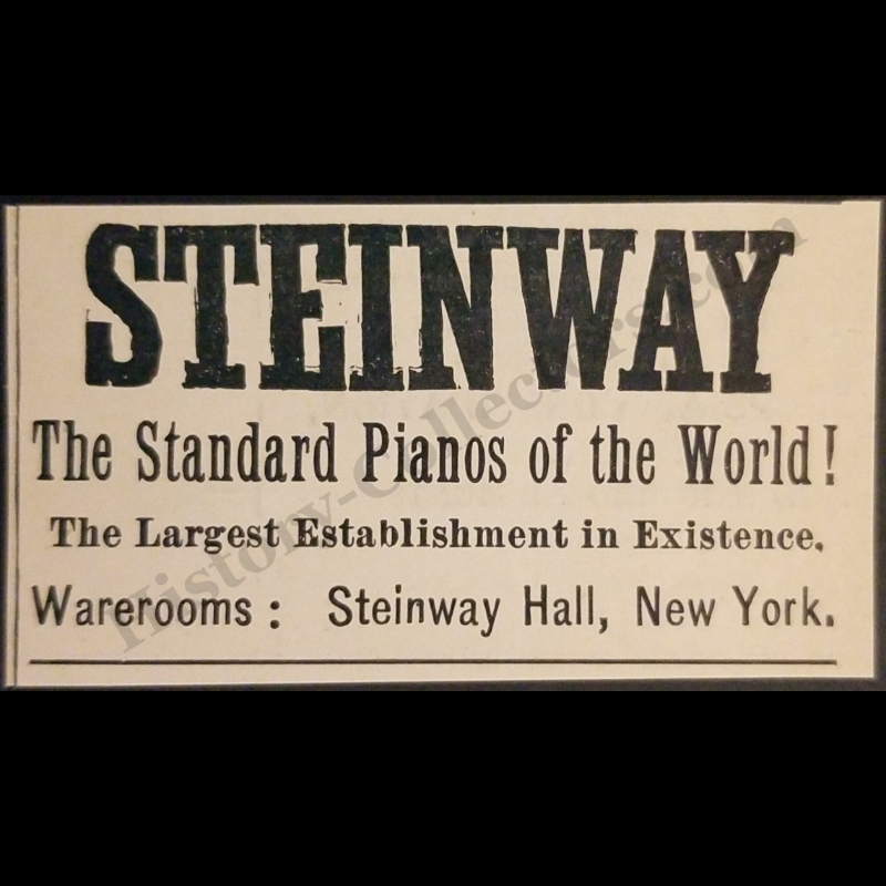 1894 Steinway Pianos Print Advertisement Clipping - Steinway Hall New York - Gilded Age - Musical Instrument History - Ready For Framing
