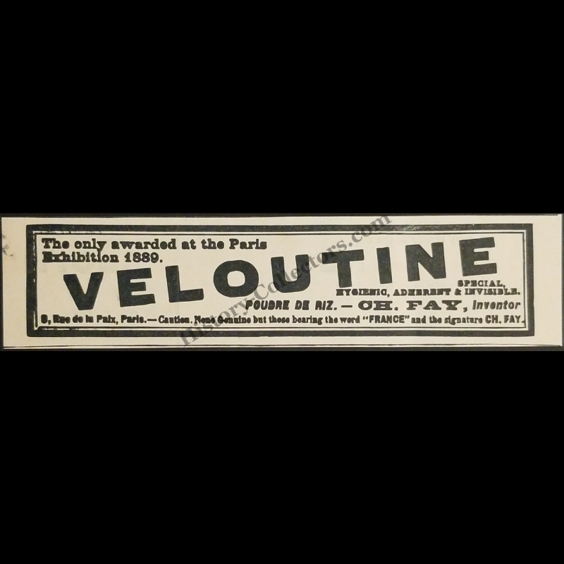 1894 Veloutine Face Powder Print Advertisement Clipping - Paris France - Gilded Age - Exhibition Of 1889 Award - Ready For Framing