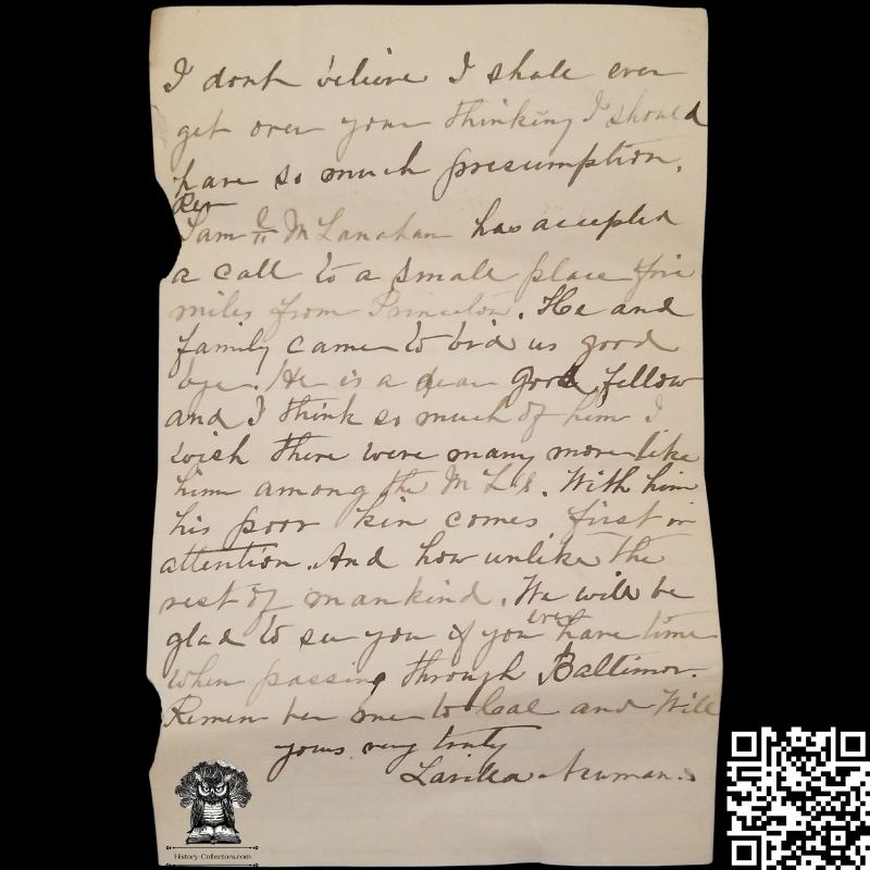 1895 Personal Correspondence Condolence Bereavement Letter - 2442 Maryland Avenue - August 19