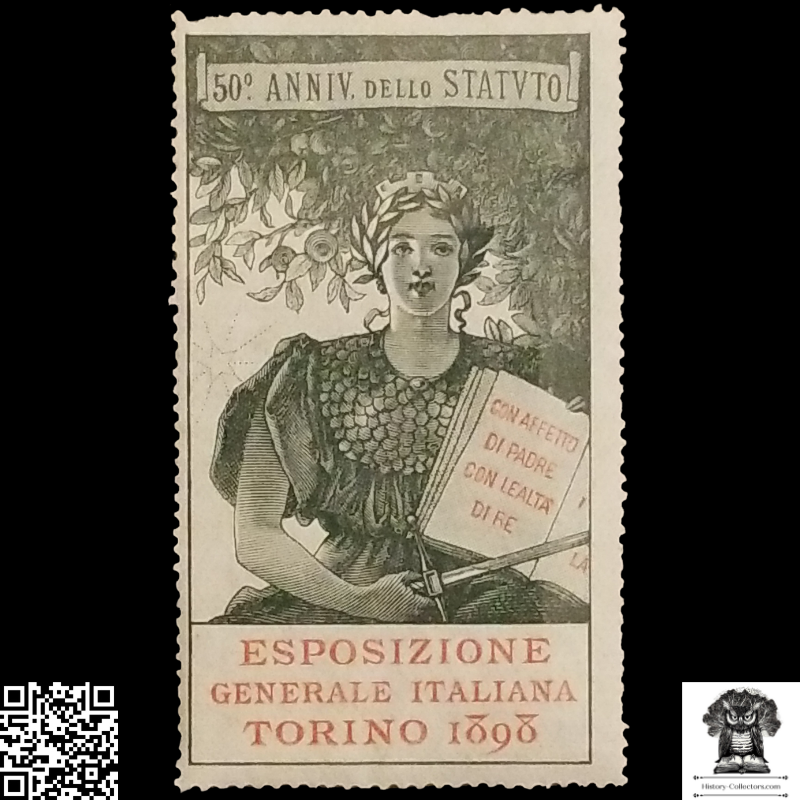 1898 50th Anniversary Of The Constitutional Charter Cinderella Poster Stamp - Italian General Exposition In Turin Italy