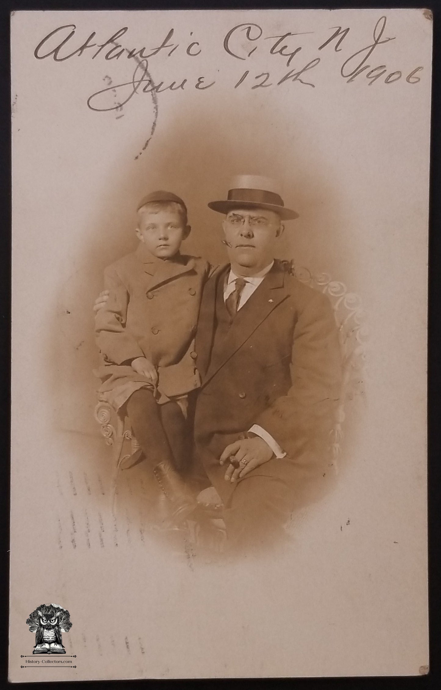 1906 RPPC Picture Postcard - Father Son Atlantic City New Jersey Boardwalk Souvenir