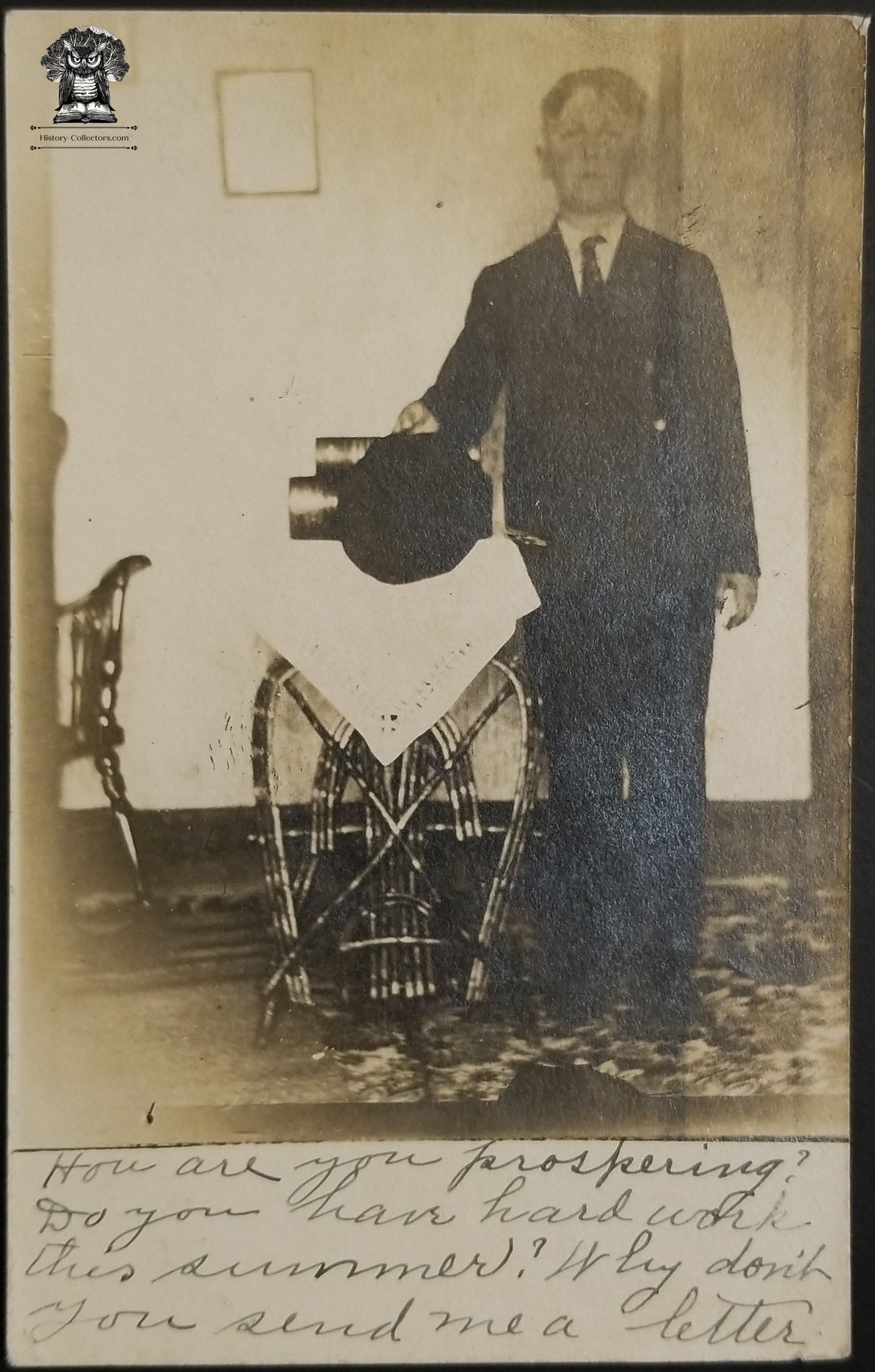 1907 RPPC Picture Postcard - Shafer Family Hicksville OH - Young Man Edwardian Fashion - Postal Cancel Cleveland OH