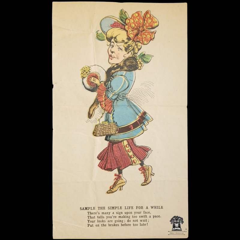 1907 Simple Life Penny Dreadful Broadside Ballad Vinegar Valentine - Scalp Level Cambria County Johnstown Metro PA - Woodblock Engraving Comic Caricature Illustration Print - Hand Colored - Comedy Satire Poem