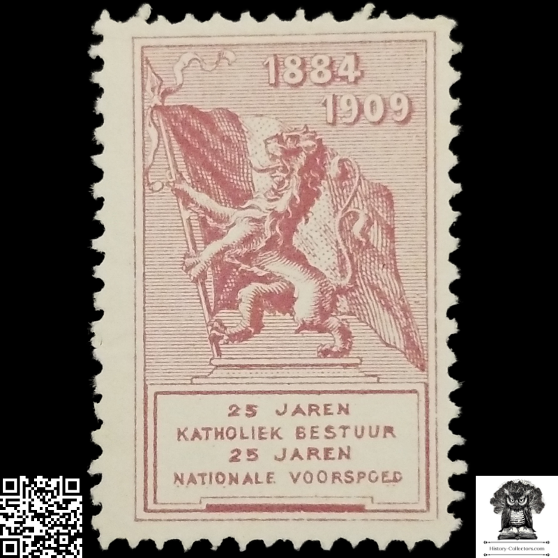 1909 Belgium Catholic Governance Commemorative Poster Stamp - National Prosperity