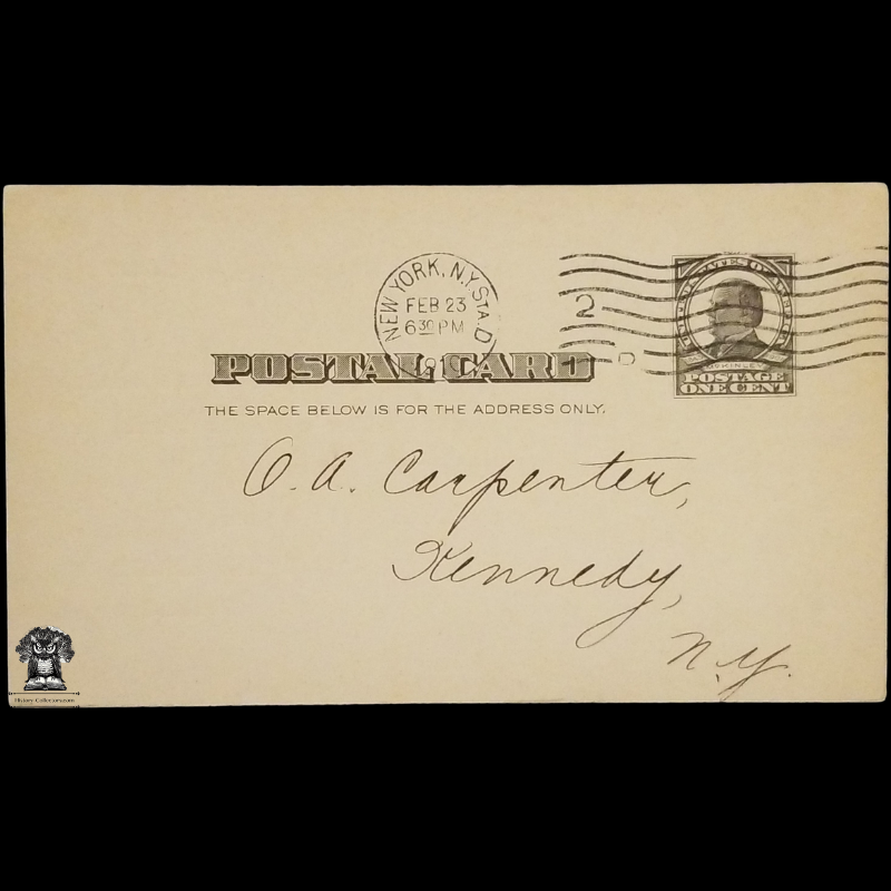 1910 The Christian Herald Thank You Postal Card - Louis Klopsch - Bible House New York City - The Bowery Mission - Kennedy NY - One Cent McKinley Square Black Scott UX19 - Machine Duplex Postal Cancel Station D February 23 - Postcard