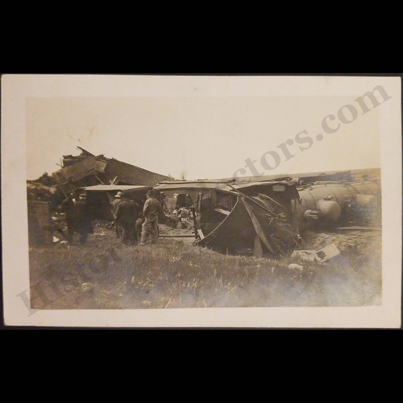 1910 Train Wreck RPPC Real Photo Postcard - Clarksville Iowa - Two-Cent Booklet Issue Washington Stamp - May 6 - Progressive Era