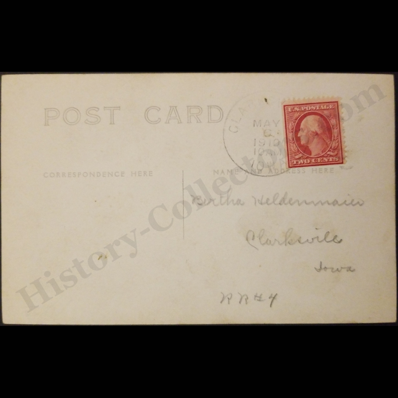 1910 Train Wreck RPPC Real Photo Postcard - Clarksville Iowa - Two-Cent Booklet Issue Washington Stamp - May 6 - Progressive Era