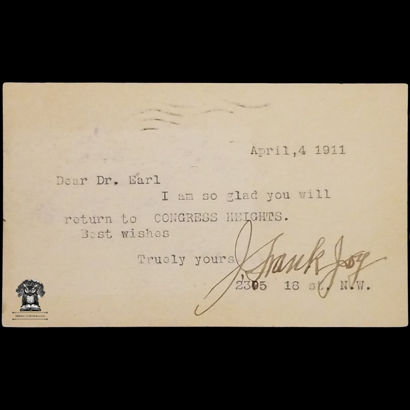 1911 Congress Heights Personal Correspondence Postal Card - Reverend Doctor Merritt Earl - R Street Bet., 14 & 15 Street NW - Washington DC - J. Frank Joy - 2305 18th Street NW - One Cent Lincoln Red Scott UX23 - Postal Cancel April 4 - Postcard