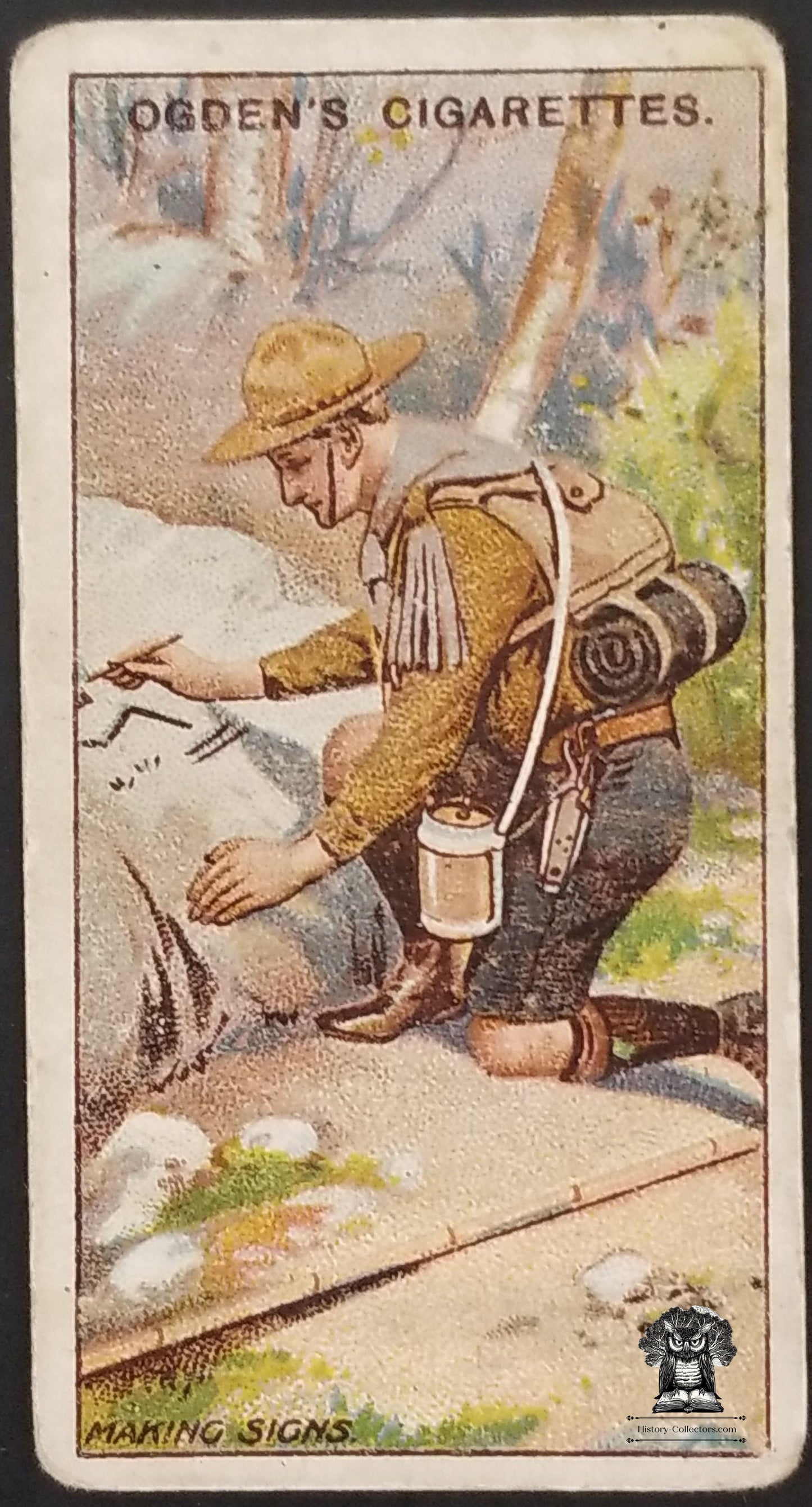 1911 Ogden's Boy Scouts 1st Series Blue Back Tobacco Card #29 - Scout Making Signs