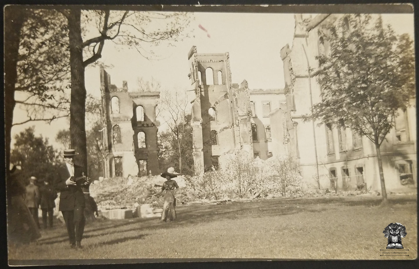 1911 RPPC Picture Postcard - St Charles College Fire Disaster - Ellicott City Howard County Maryland - Kodak 3A Folding Pocket Camera -AZO Stamp Box
