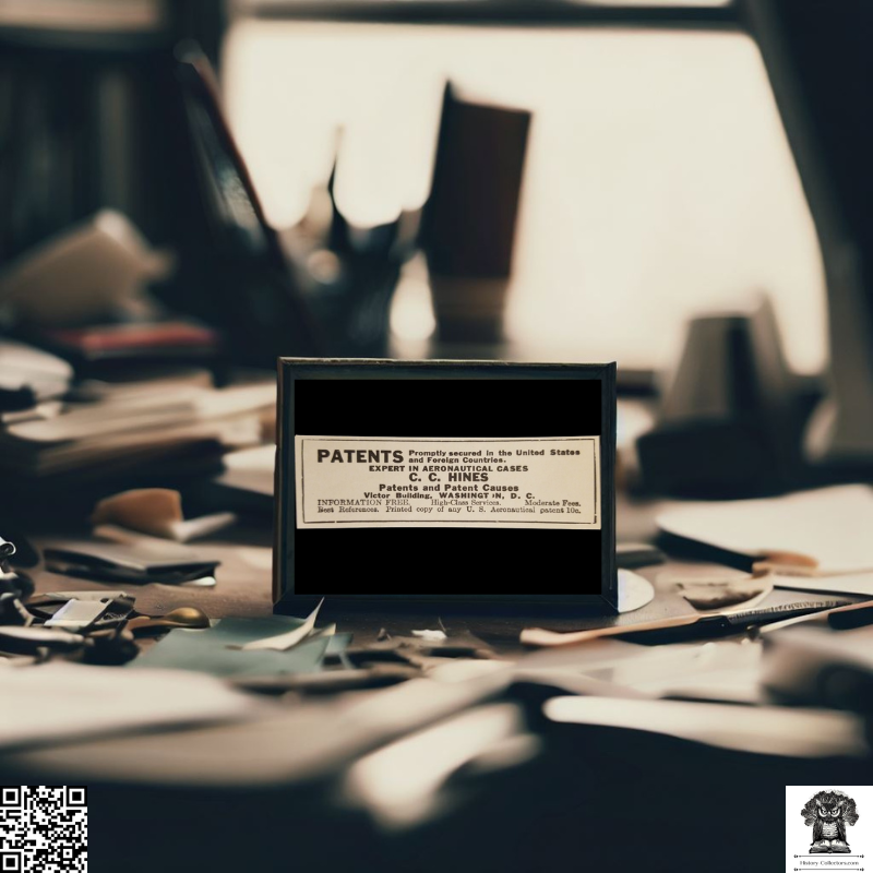 1912 C.C. Hines Print Advertisement Clipping - Attorney Patent Agency Aeronautics Filing - Washington D.C. - Aviation History - Ready For Framing