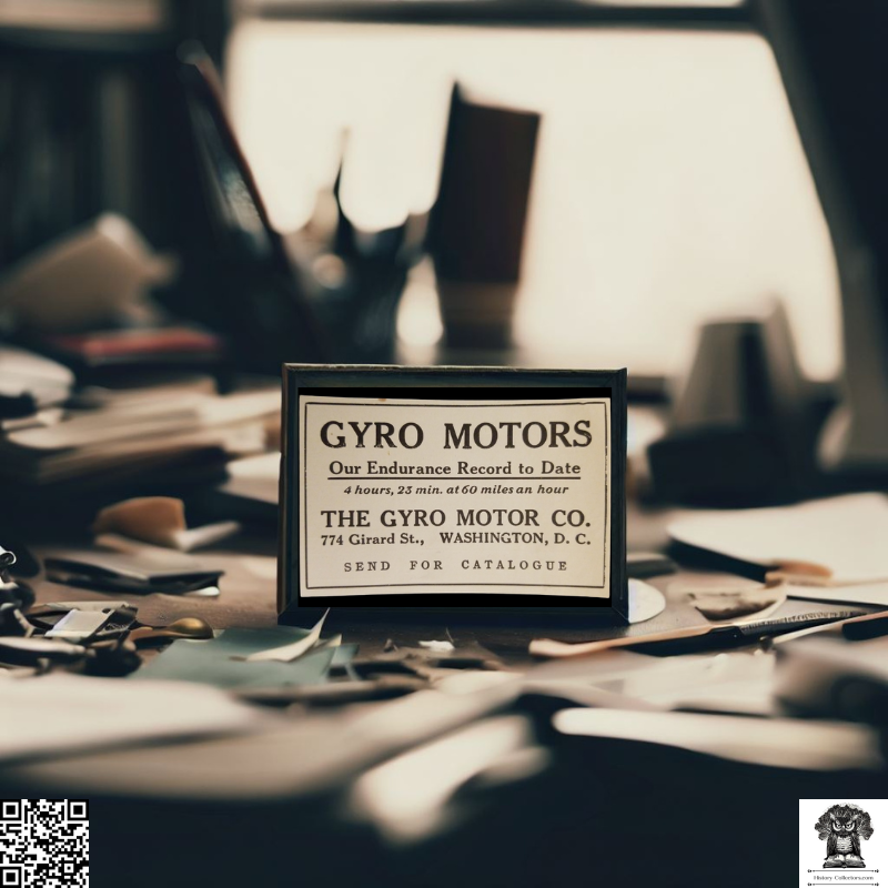 1912 Gyro Motor Co Print Advertisement Clipping - 774 Girard Street Washington D.C. - Aviation Engine Technology - Aviation History - Ready For Framing
