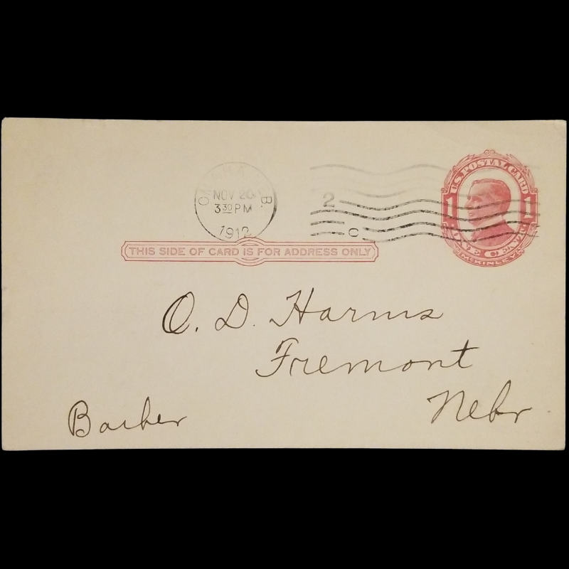 1912 Phillips Medical Co Arbutus Tonic Advertising Order Form Postal Card - Omaha Nebraska - Barber O D Harms Fremont Nebraska - One Cent McKinley Red Scott UX24 - Postal Cancel November 20 - Postcard