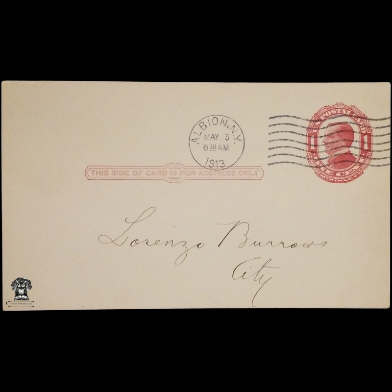 1913 Albion New York Chamber Of Commerce Meeting Postal Card - Constitution By-Laws Adoption - Lorenzo Burrows - One Cent McKinley Red Scott UX24 - Postal Cancel May 3 - Postcard