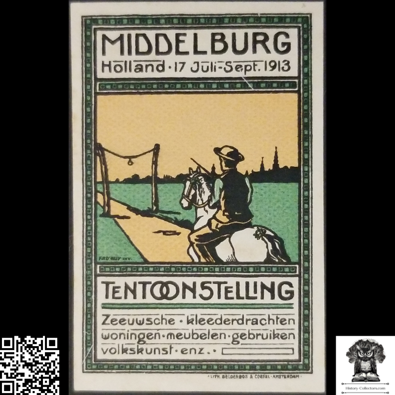 1913 Middelburg Netherlands Zeelandic Exhibition Cinderella Poster Label