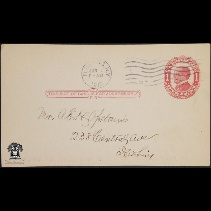 1913 St George's Brotherhood Meeting Announcement Postal Card - Episcopal Church - Flushing Queens New York - One Cent McKinley Red Scott UX24 - Postal Cancel June 2 - Postcard