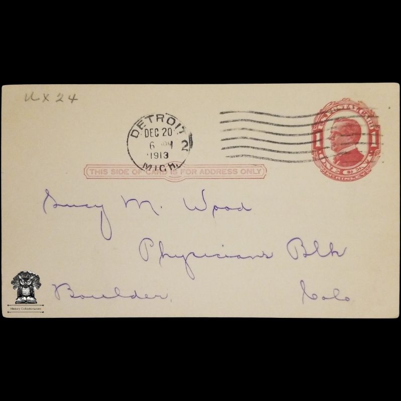1913 The Therapeutic Gazette Subscription Receipt Postal Card - Detroit Michigan - Medicine And The Medical Age - Boulder Colorado - One Cent McKinley Red Scott UX24 - Postal Cancel December 20 - Postcard