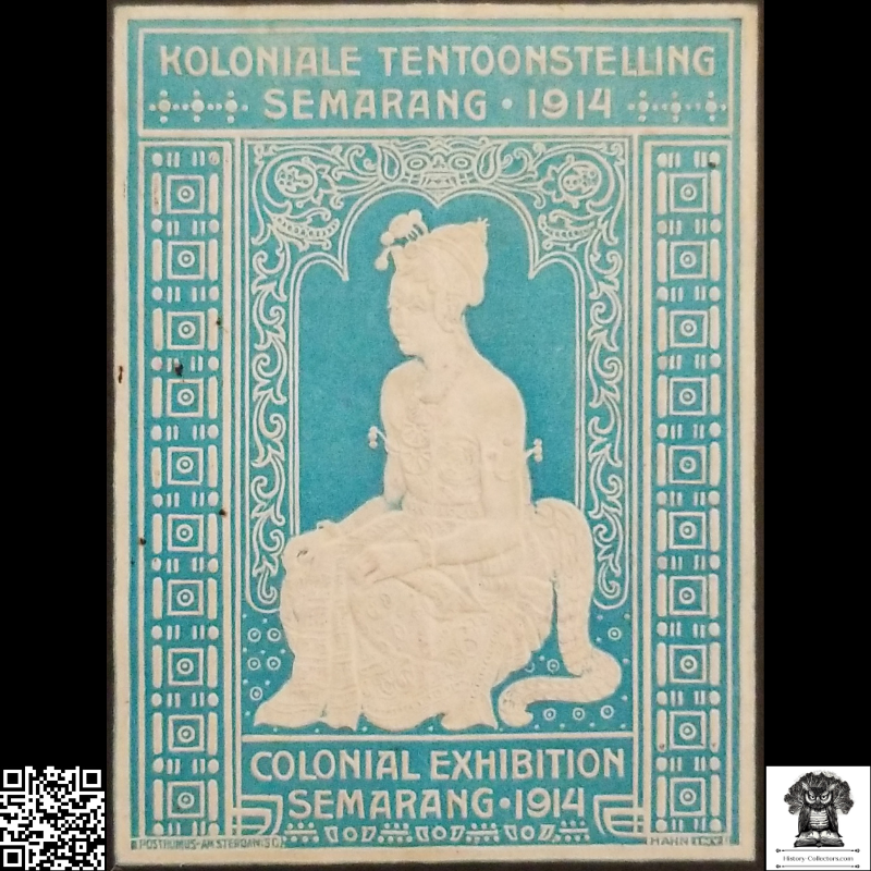 1914 Colonial Exhibition Semarang Dutch East Indies Embossed Cinderella Poster Label