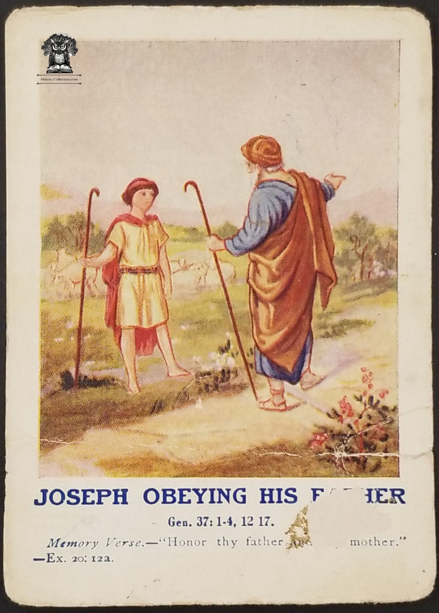 1914 Primary Picture Lesson Card Patriotic Song Genesis 37 Joseph - Patriotic Song Chorus Reverse - Cincinnati OH