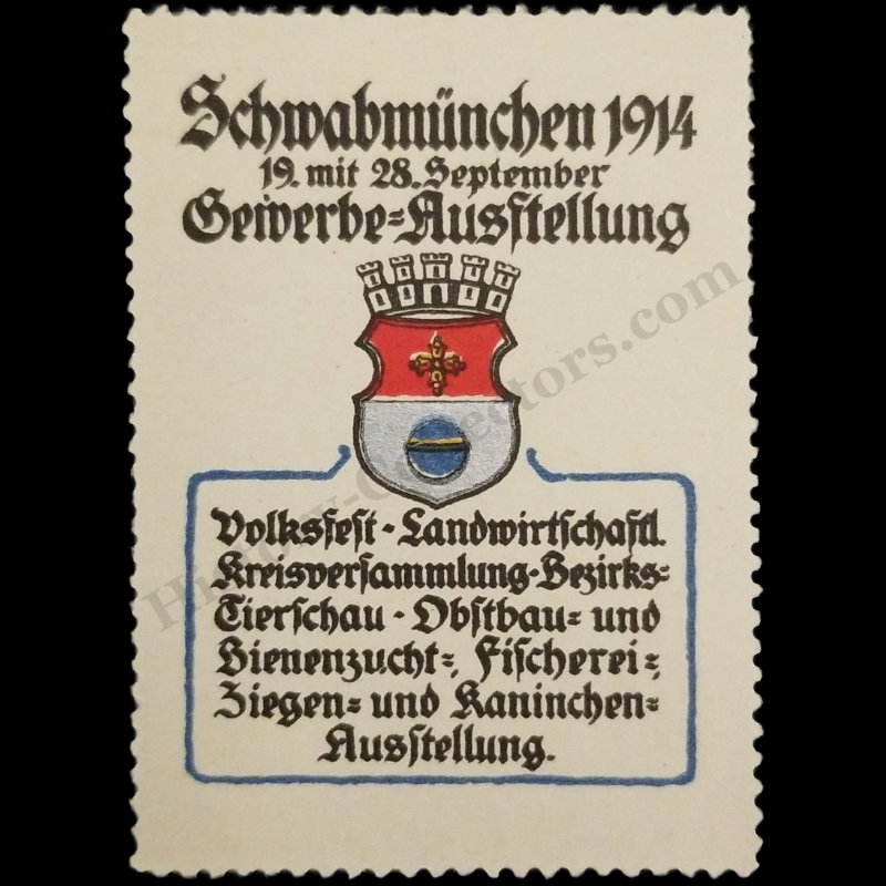 1914 Schwabmünchen Bavaria Germany Trade Fair Folk Festival Advertising Cinderella Poster Stamp - September 19 To 28