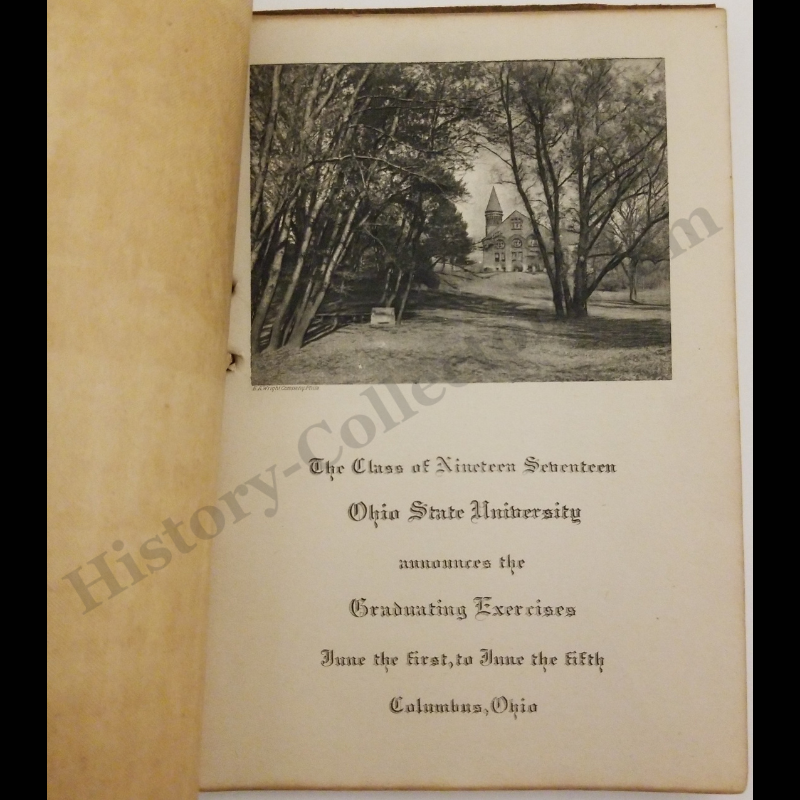 1917 Ohio State University Commencement Week Program Booklet - Graduate List - WWI Era