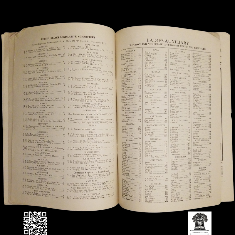 1917 Order Of Railway Conductors Directory - Ladies Auxiliary - Print Advertising - Reference - Research