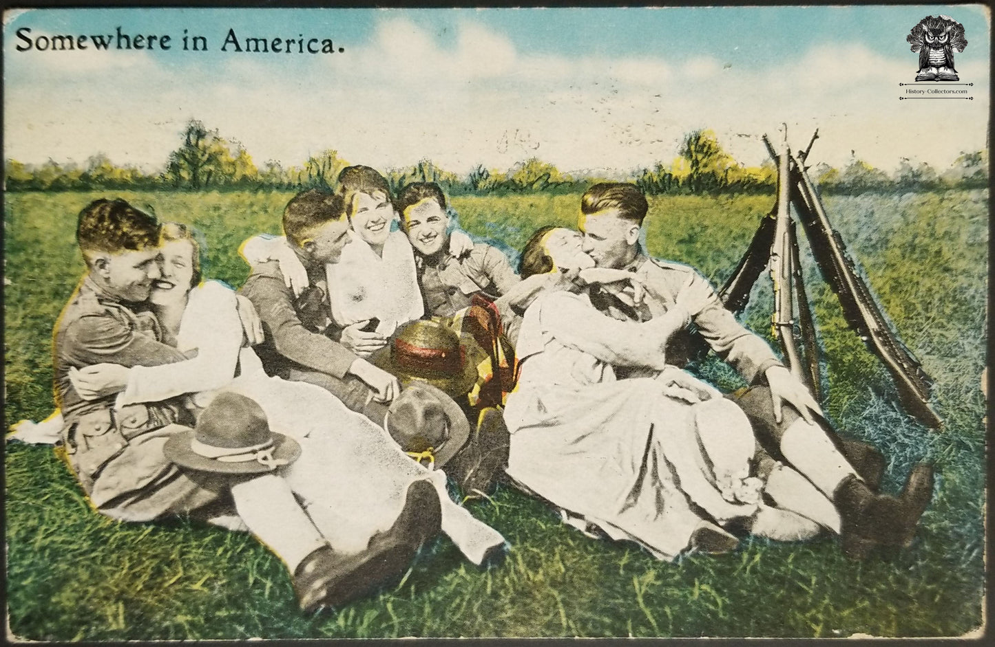 1919 US Army Military Postcard - Homefront Soldier Sweetheart Lovers - Postal Cancel York PA