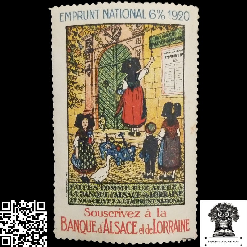 1920 France National Loan Bond Advertising Cinderella Poster Stamp - Post WWI Reconstruction