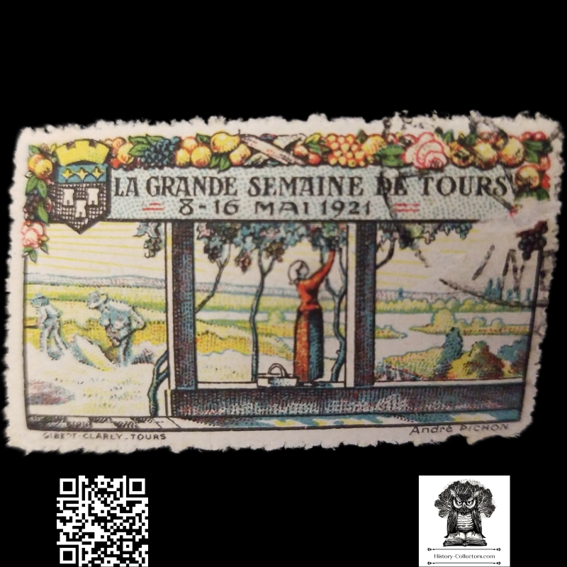 1921 Great Week Of Tours Cinderella Poster Stamp - France - Winery Agriculture Promotion