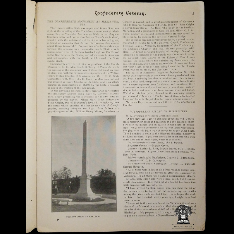 1922 Confederate Veteran Magazine - American Civil War - Confederate States Army - Nashville Tennessee - January Issue Volume XXX