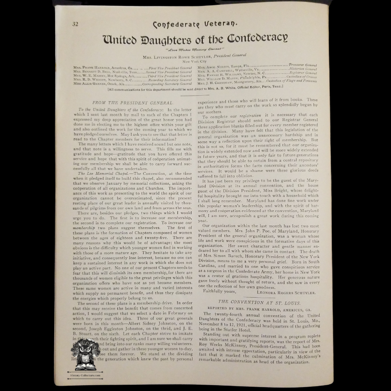 1922 Confederate Veteran Magazine - American Civil War - Confederate States Army - Nashville Tennessee - January Issue Volume XXX