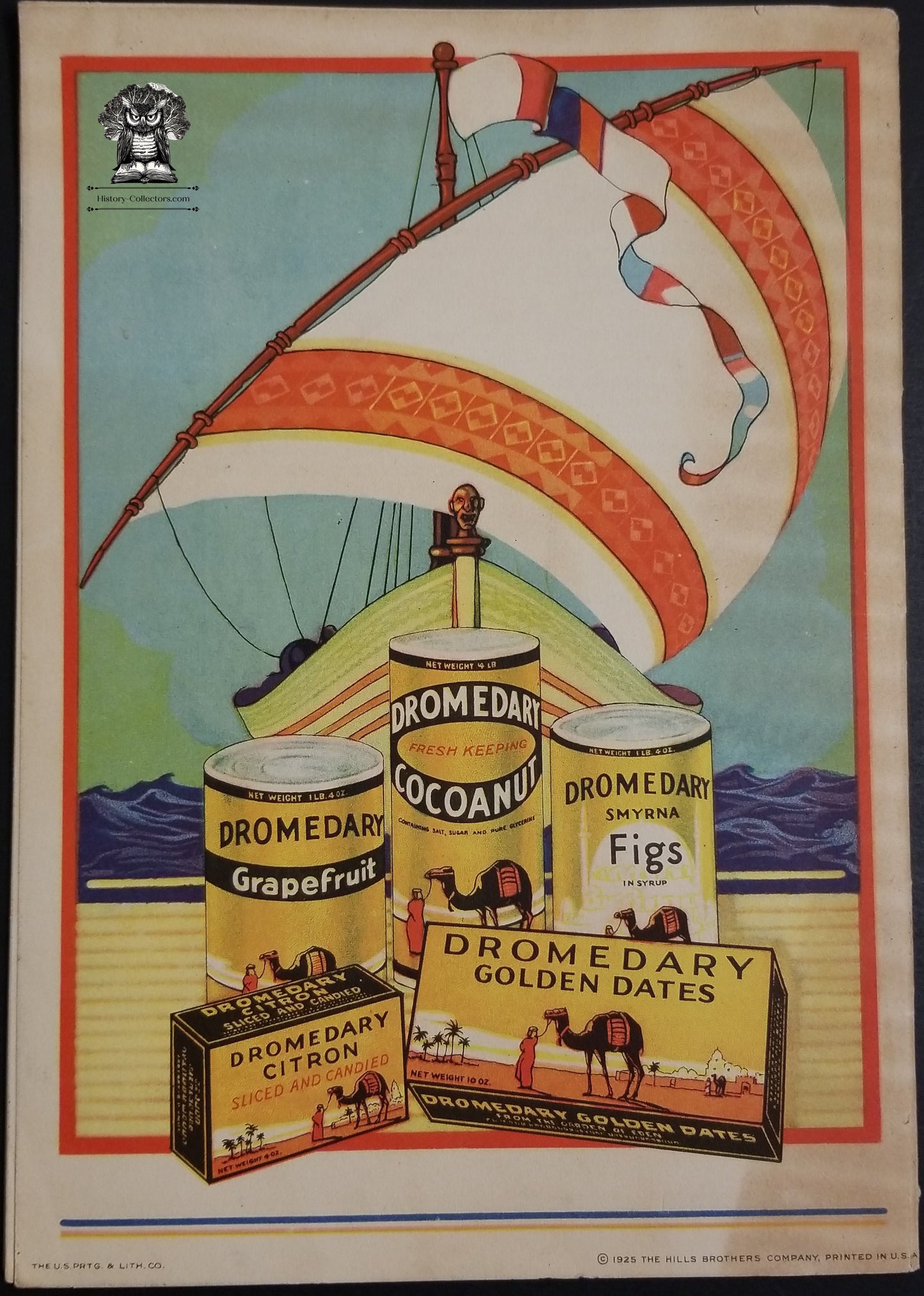 1925 Hills Brothers Dromedary Advertising Foods From Sunny Lands Recipe Booklet - WJ Lund Williamson NY - Orient Indies Dates Figs Coconut Grapefruit