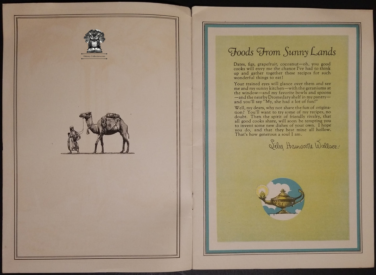 1925 Hills Brothers Dromedary Advertising Foods From Sunny Lands Recipe Booklet - WJ Lund Williamson NY - Orient Indies Dates Figs Coconut Grapefruit