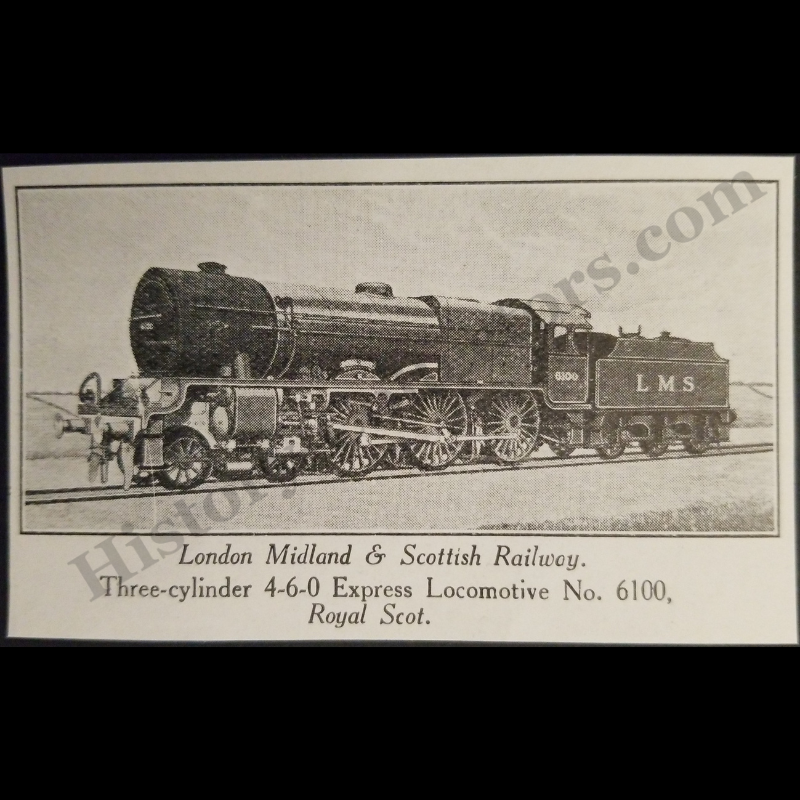 1929 London Midland And Scottish Railway Illustration Print Clipping - Locomotive No. 6100 "Royal Scot" - England - Ready For Framing