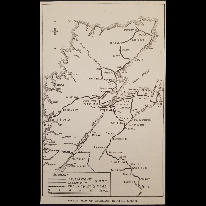 1929 London Midland And Scottish Railway LMSR Highland Section Sketch Map Print Clipping - Northern Scotland - Ready For Framing