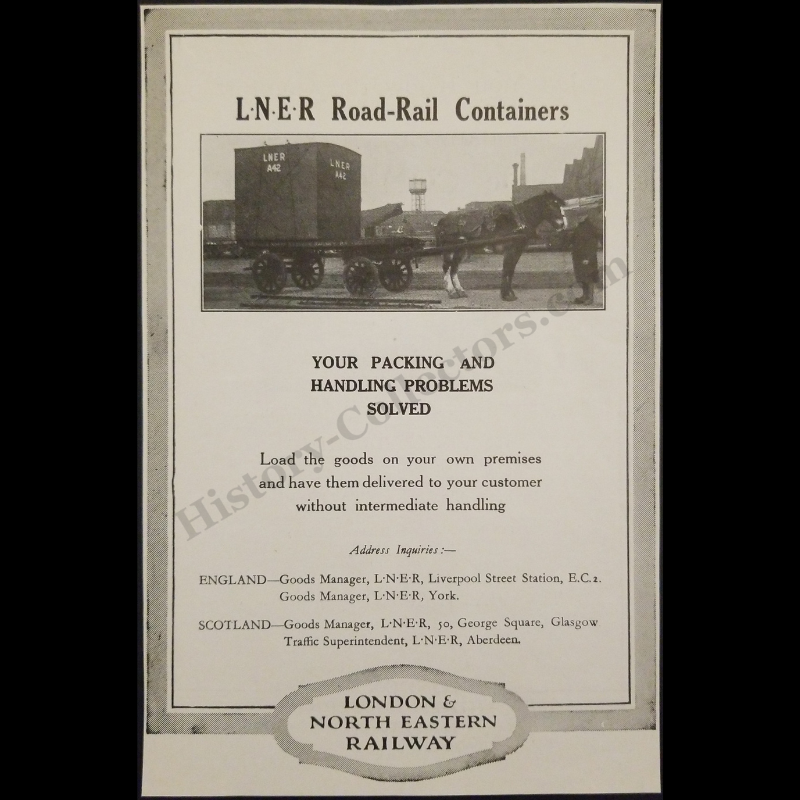 1929 London & North Eastern Railway LNER Advertising Print Clipping - Road-Rail Container Service - United Kingdom - Ready For Framing