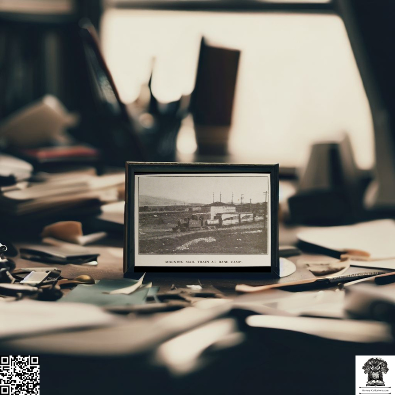 1929 Narrow-Gauge Mail Train At Base Camp Photograph Print Clipping - Industrial Logistics - Railroad History - Ready For Framing