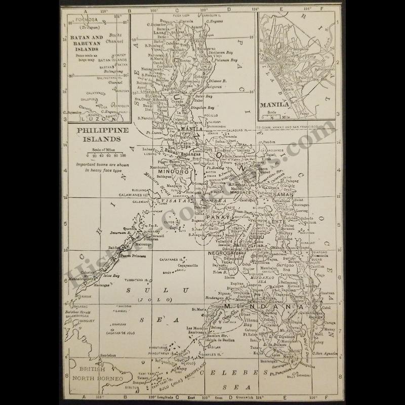 1929 Philippine Islands Map - American Colonial Period - Insular Government - Japanese Formosa - British North Borneo - Roaring Twenties Era - Ready For Framing