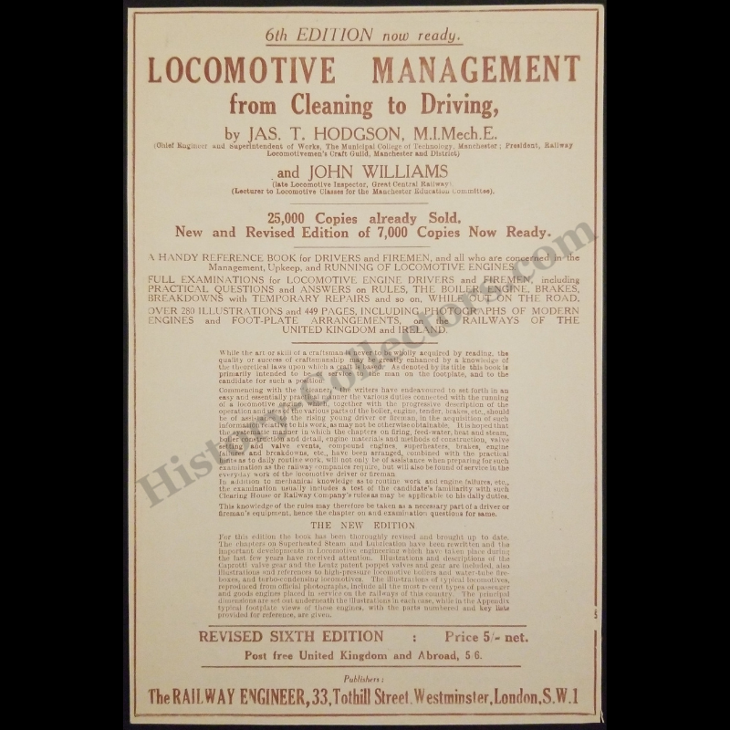 1929 Steam Locomotive Technical Manual Advertisement Clipping - Railway Engineer 33 Tothill Street Westminster London United Kingdom - Training Education - Ready For Framing