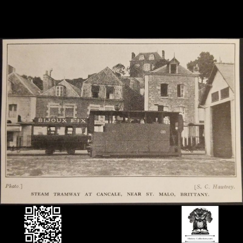 1929 Steam Tramway Print Clipping - Cancale St. Malo Brittany France - Bijoux Fix Advertisement - Ready For Framing