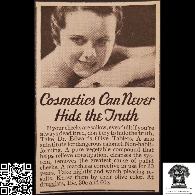 1931 Dr. Edwards Olive Tablets Print Advertisement Clipping - Great Depression Era - Ready For Framing